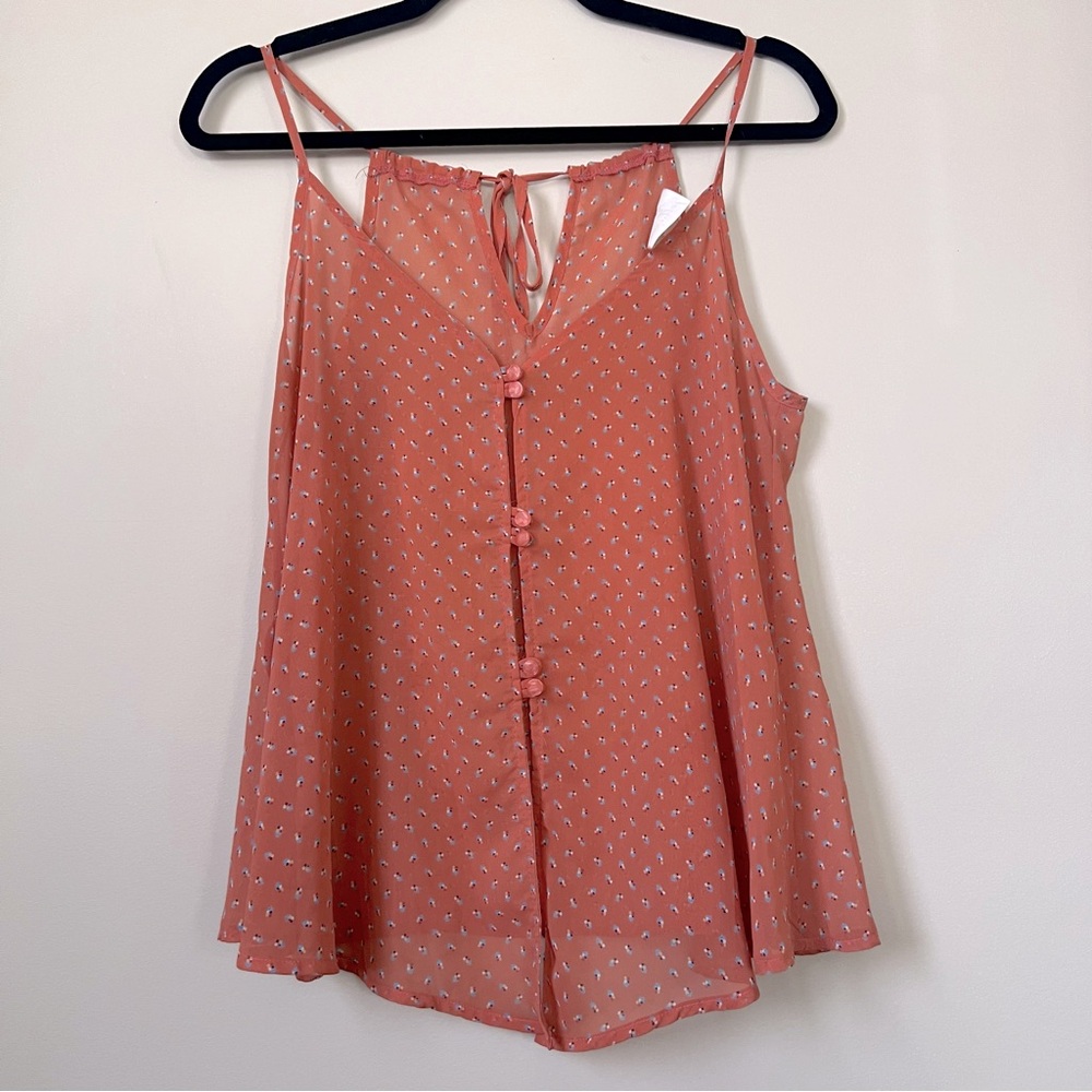 Jella Couture Adjustable Strap & Button Down Tank Top